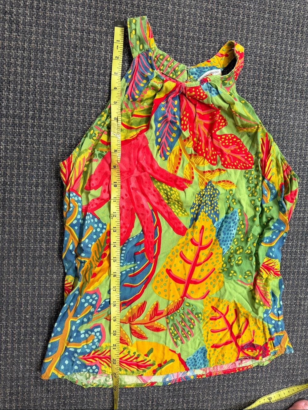 Christian Siriano Multicolor Tropical Leaf Tank Top - Green, Yellow, Red, Blue - Picture 4 of 8